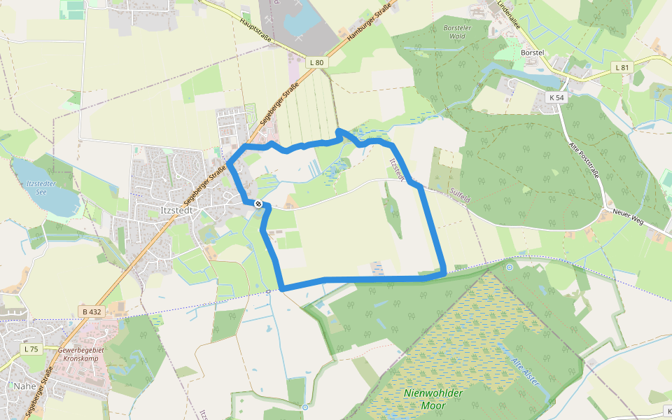 Rundweg durch die Gemeinde Itzstedt walking route map in Itzstedt