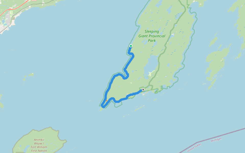 Kabeyun Trail walking route map in Silver Islet