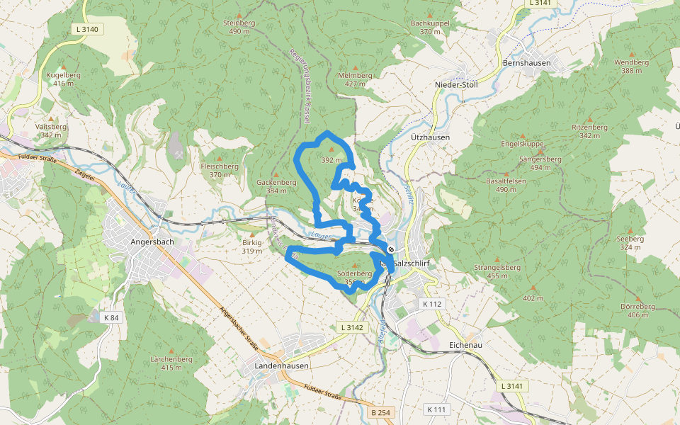Tour de Natur (Extratour im Fuldagau) walking route map in Bad Salzschlirf