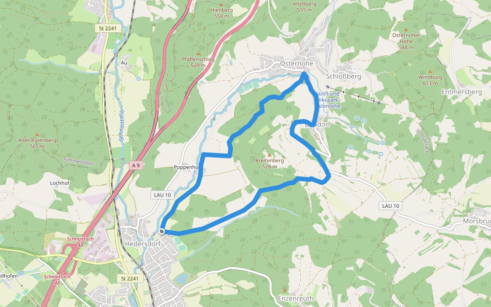 Osternohe – Lohmühle walking route map in Schnaittach