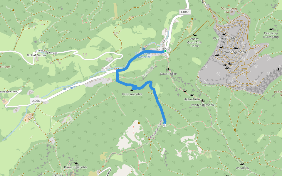 Dürnbach (Abzweig Große Klause) - Nazwirt - Stangelsteinweg walking route map in Dürnbach