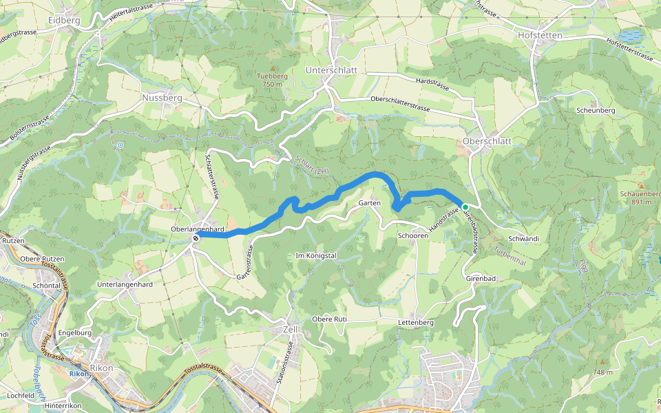 Oberlangenhard - Hand walking route map in Schlatt