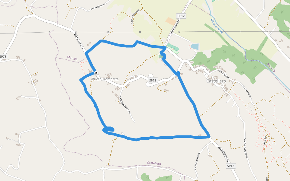 Sentiero della Nocciola walking route map in Bricco Trombetta