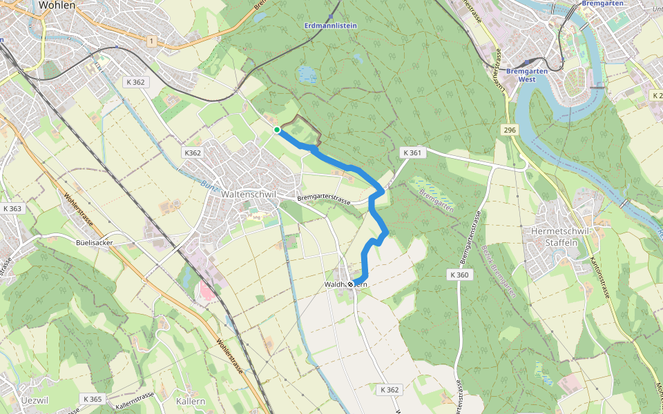 Tierpark - fixme walking route map in Waltenschwil