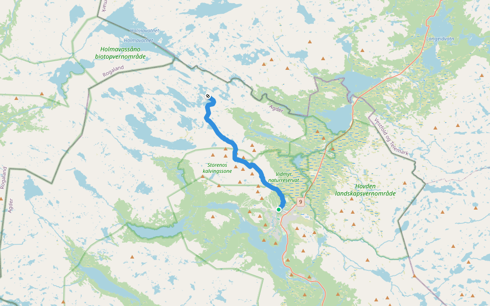 Hovden-Sloaros walking route map in Hovden