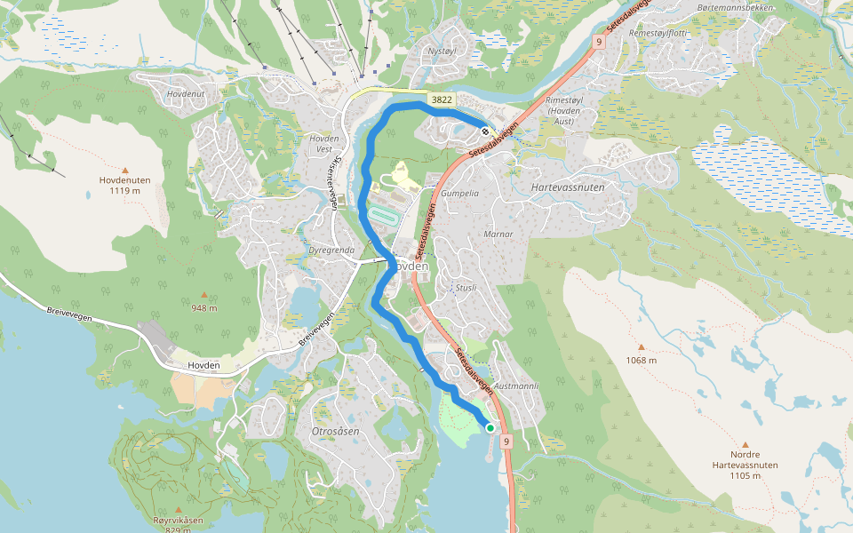 Hegni Friluftsområde - tursti walking route map in Hovde