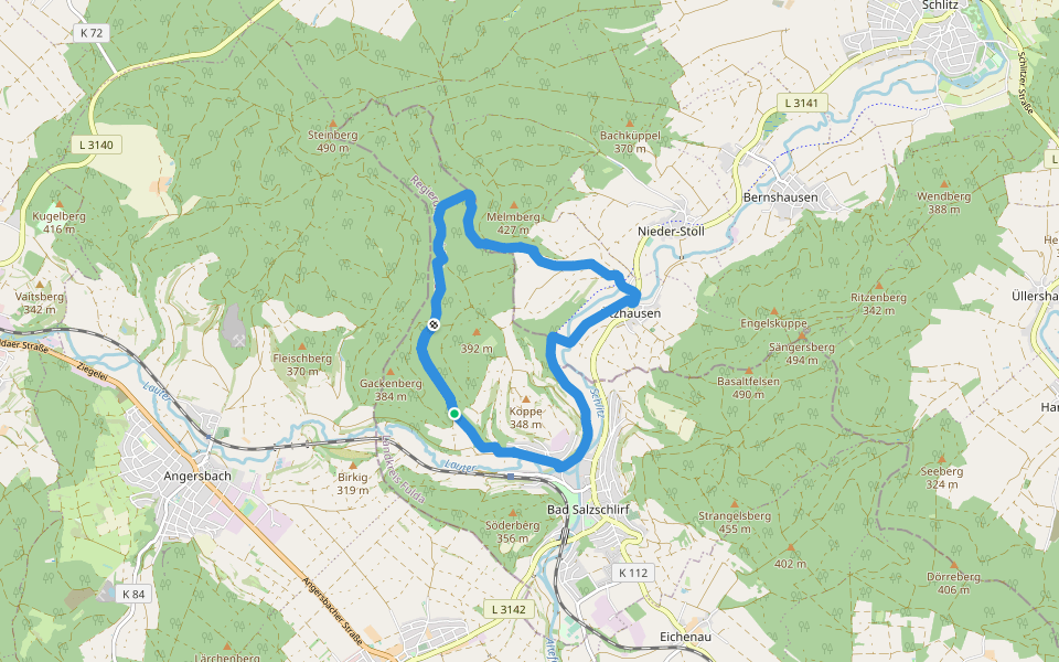 unknown - green oak leaf walking route map in Bad Salzschlirf