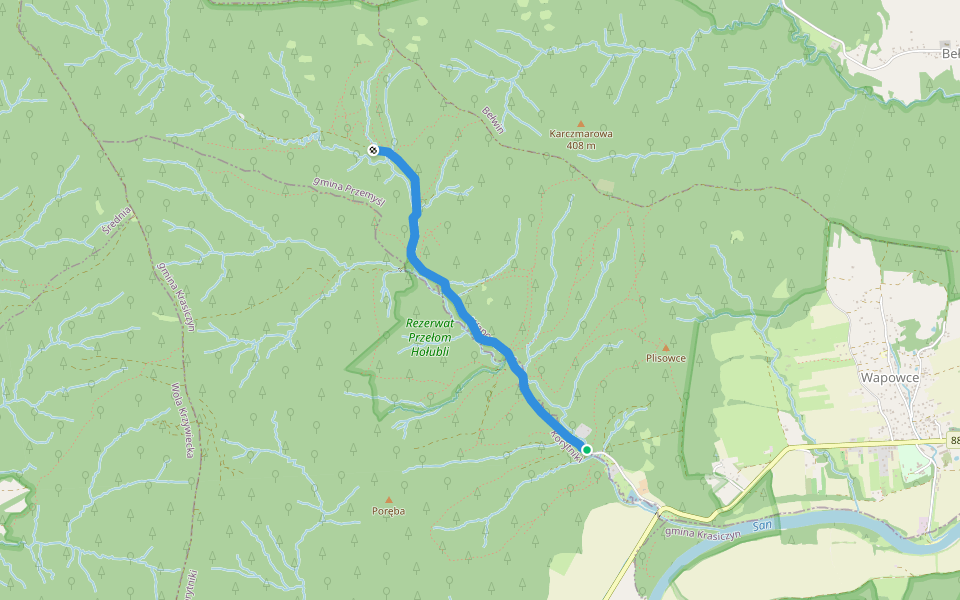 Ścieżka "Dlina Hołubli" walking route map in Wapowce