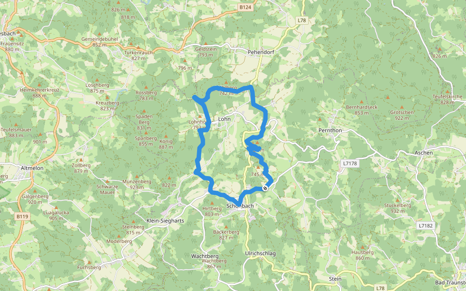 Lohnbachfallweg 92 walking route map in Fichtenhöfen