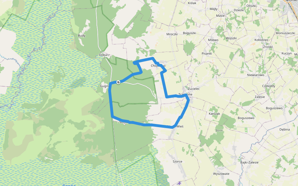 Szlak Trzcianne-Trzcianne walking route map in Gugny
