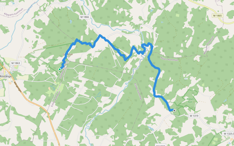 Etapp 6: Jällabjär – S Hultarp walking route map in Långaröd