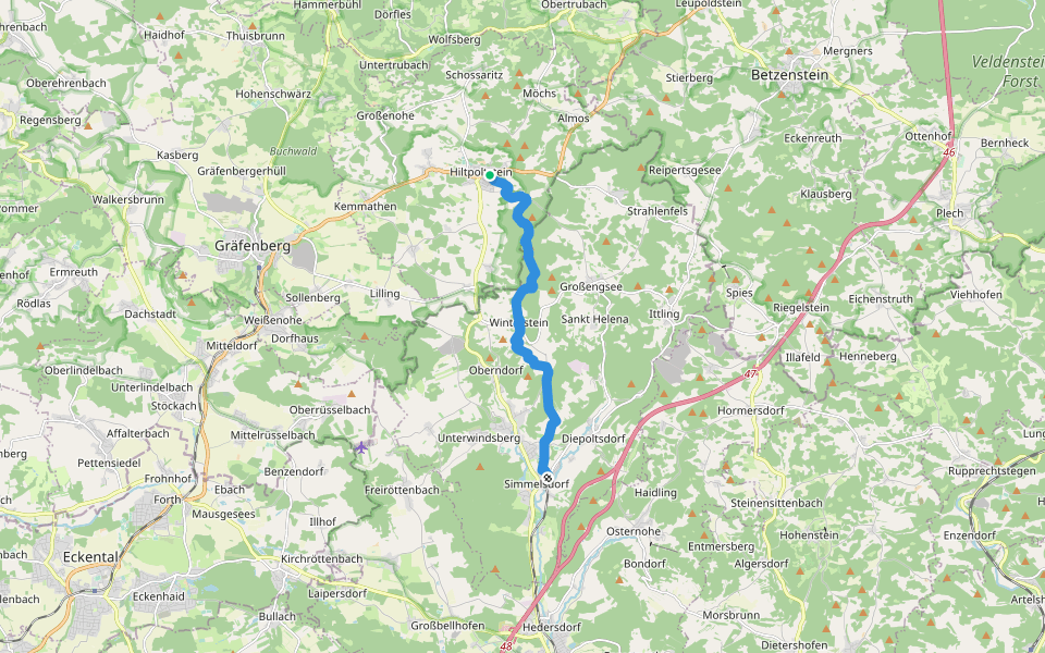 Simmelsdorf – Hiltpoltstein walking route map in Hiltpoltstein