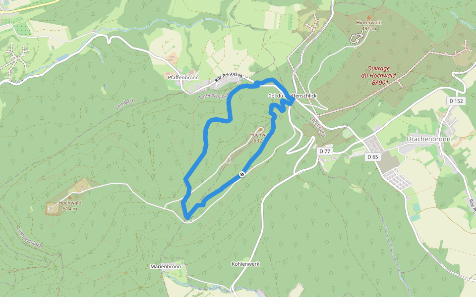 Anneau jaune walking route map in Soultz-sous-Forêts