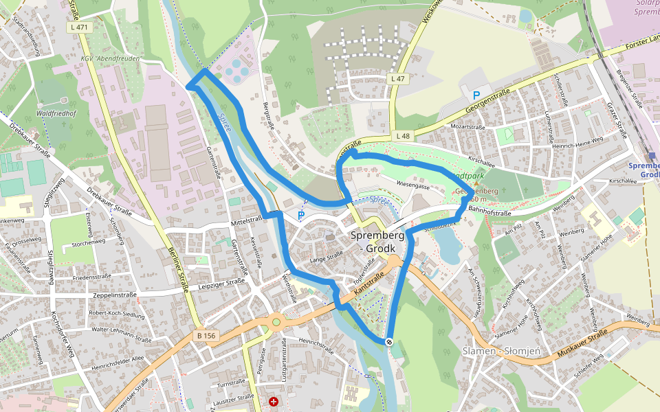 Städtischer Wanderweg walking route map in Spremberg