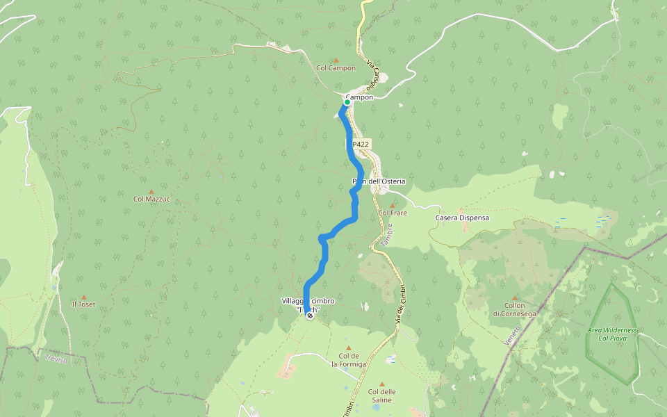 Sentiero naturalistico E2 walking route map in Campon