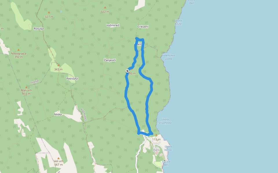 Pepijeva staza walking route map in Važminež