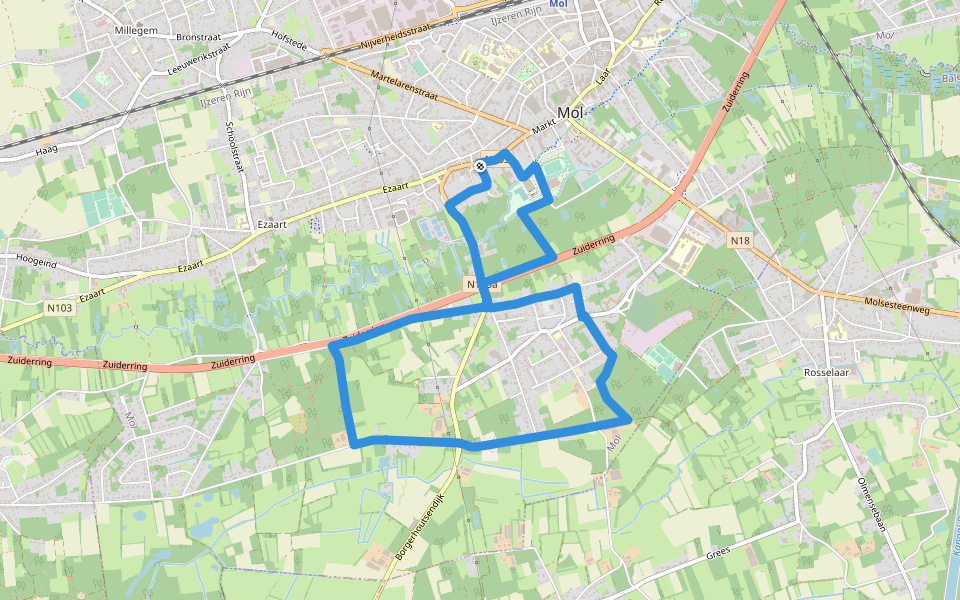 Vossenpad walking route map in Mol
