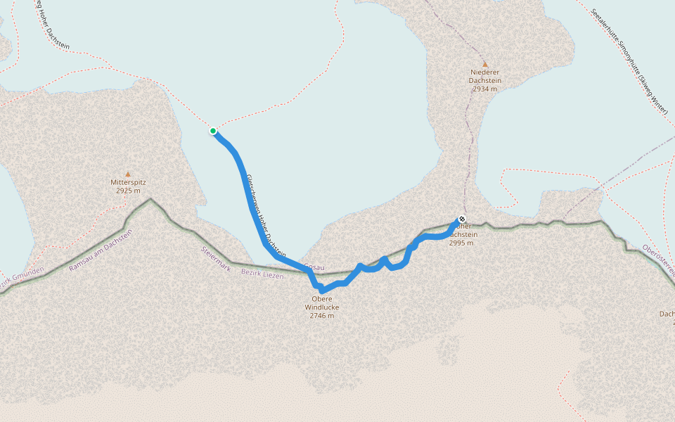 Dachstein Westgrat walking route map in Hallstatt