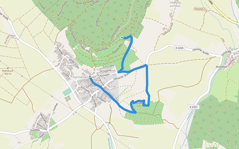 Steingäßle walking route map in Kandern
