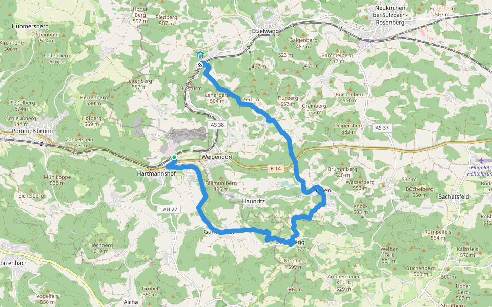 Blaupunkt walking route map in Pommelsbrunn