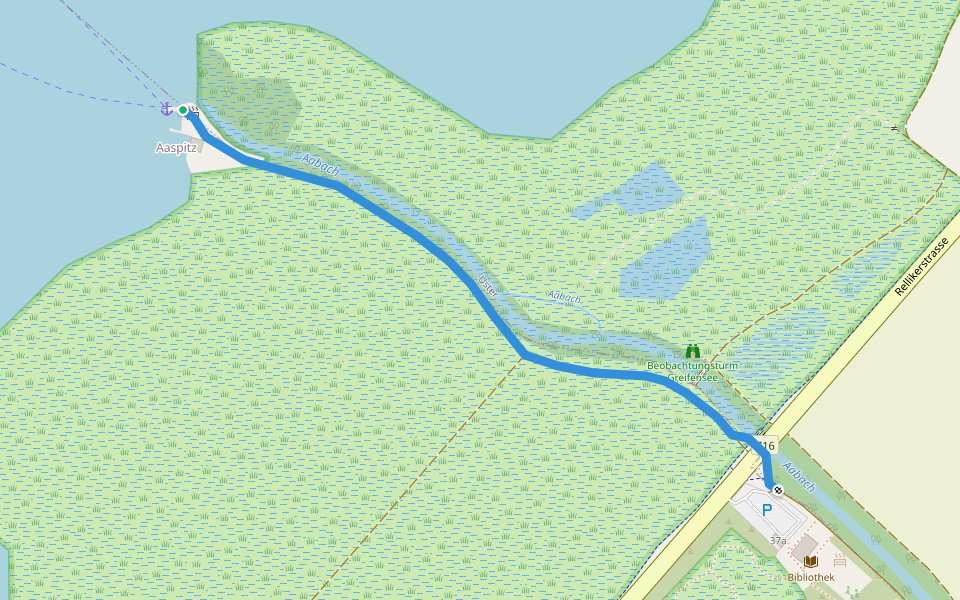 Aaspitz - Silberweide walking route map in Mönchaltorf
