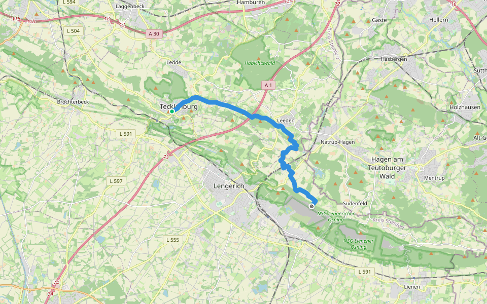 Hermannsweg, Alternativroute über Leeden walking route map in Tecklenburg