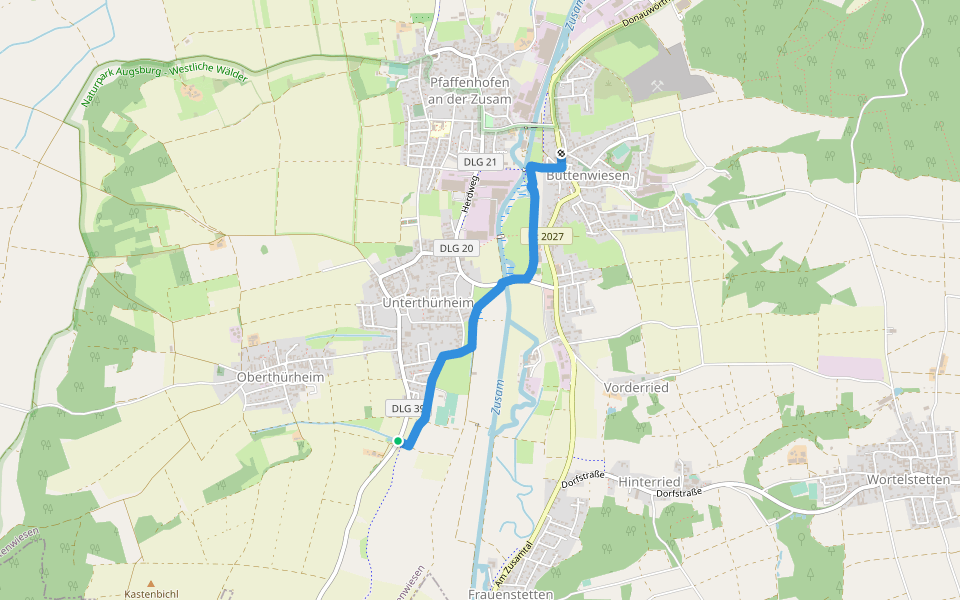 Kirchen- und Kapellenweg 3 walking route map in Buttenwiesen