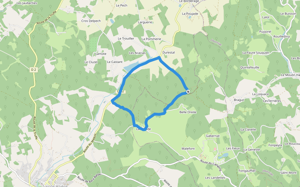 Boucle du Maquis walking route map in Saint-Avit-de-Vialard