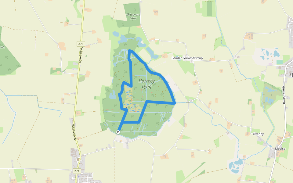 Horreby Lyng - Grøn rute walking route map in Nykøbing Falster