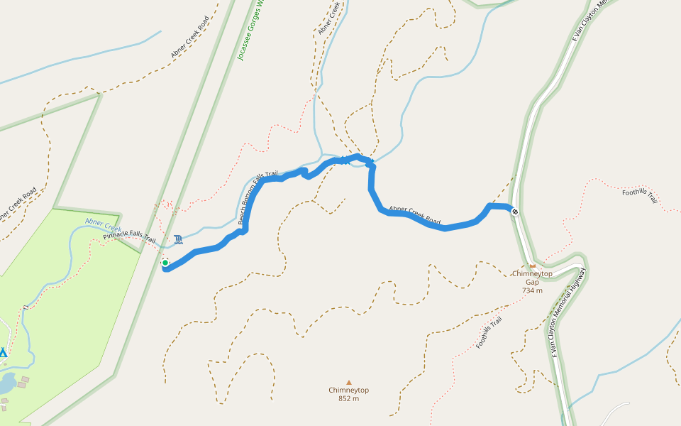 Beech Bottom Falls Trail walking route map in Sunset
