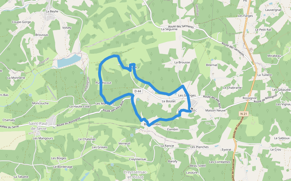 Boucle du Bas-Combin walking route map in Chalagnac