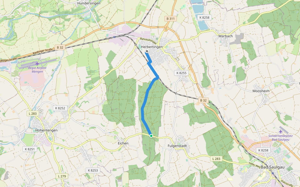 Querweg des Schwäbischen Albvereins (blaue Raute) walking route map in Herbertingen
