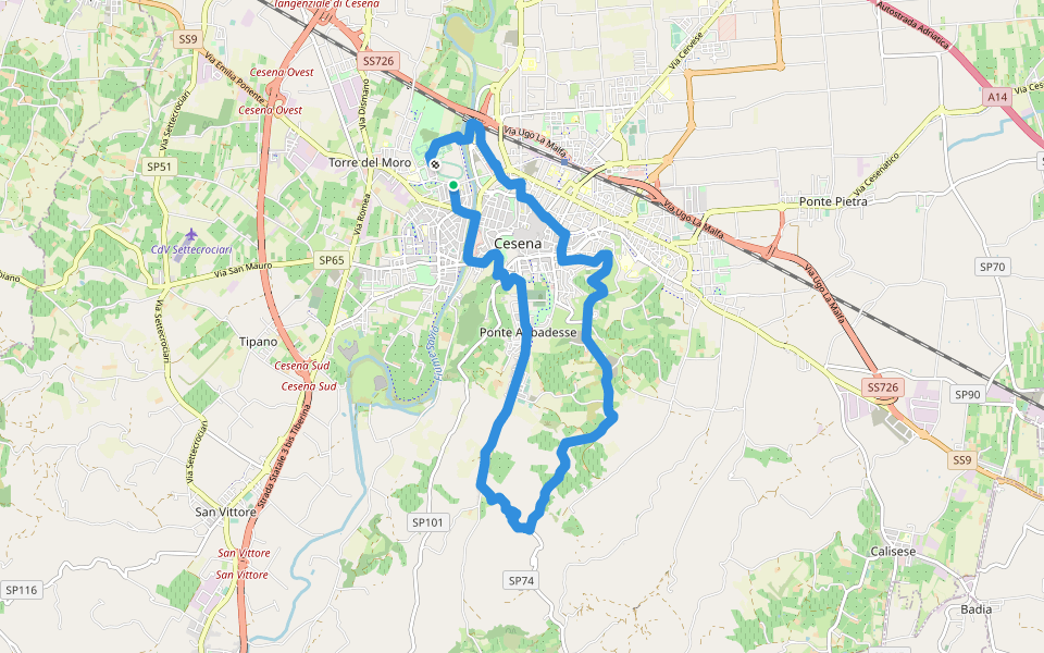 Giro dei Gessi walking route map in Cesena