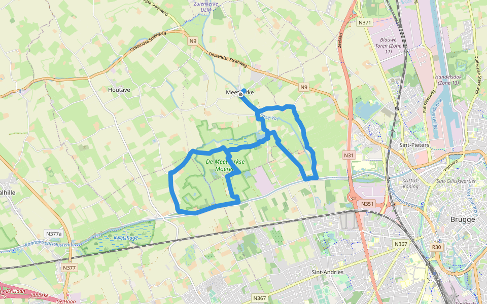 Wandeling Meetkerkse Moeren walking route map in Zuienkerke