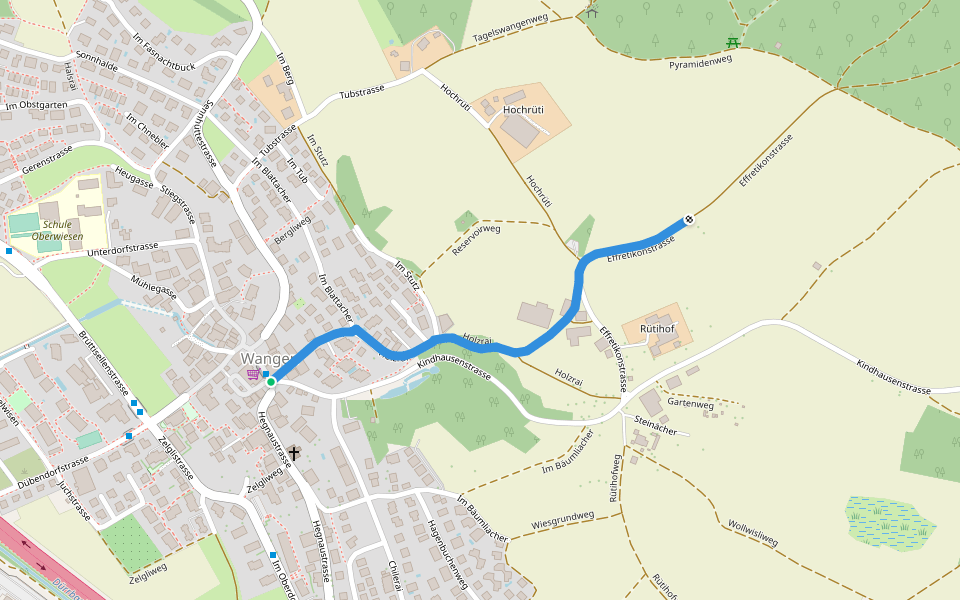 Wangen - Kantonsmittelpunkt walking route map in Wangen-Brüttisellen