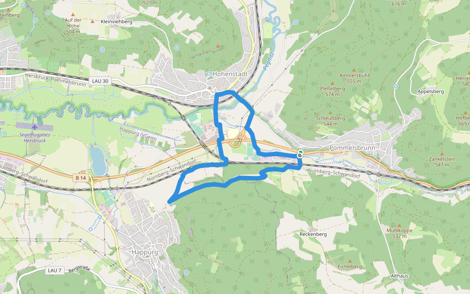 Hohenstadt Rundweg 4 - Schmetterling-Markierung walking route map in Pommelsbrunn