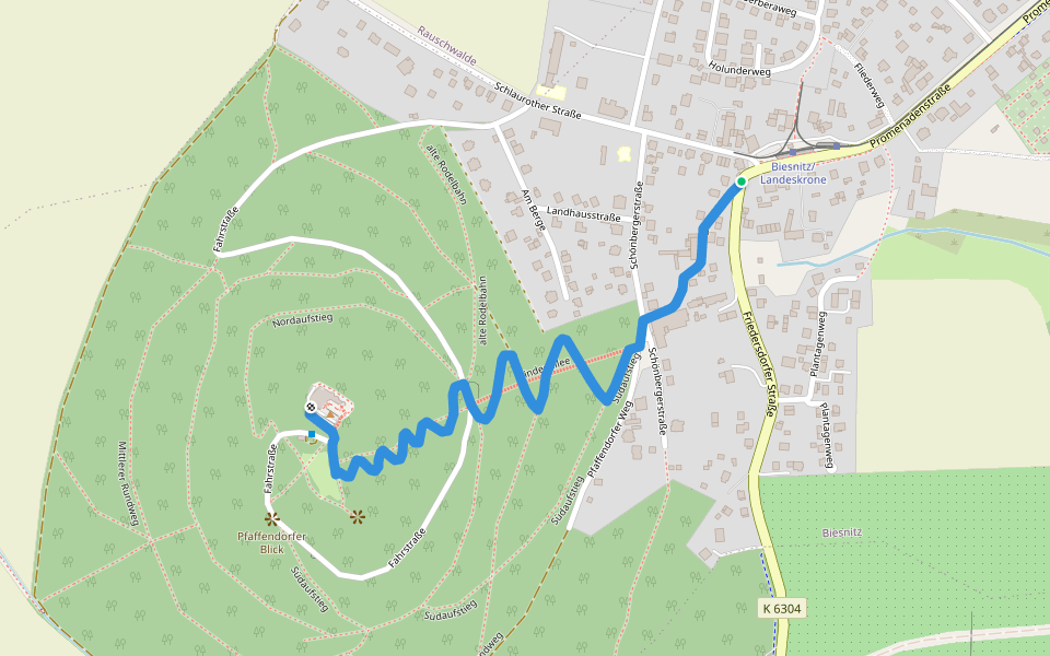 Zick-Zack-Weg-Landeskrone walking route map in Görlitz