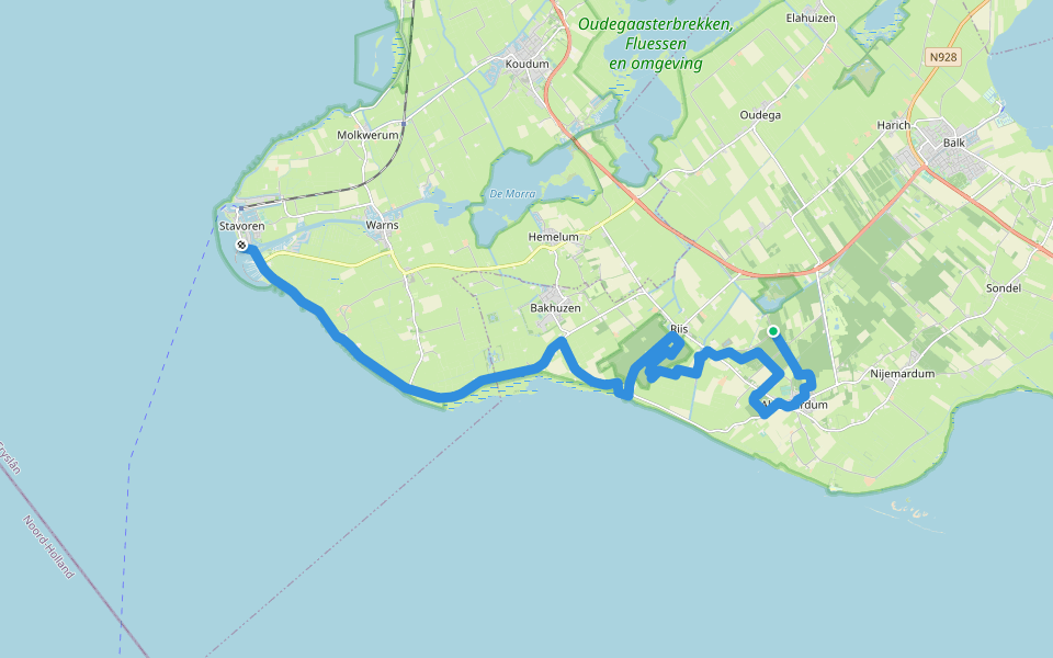 Elfstedenpad - 05 - Skouleane-Stavoren walking route map in Oudemirdum