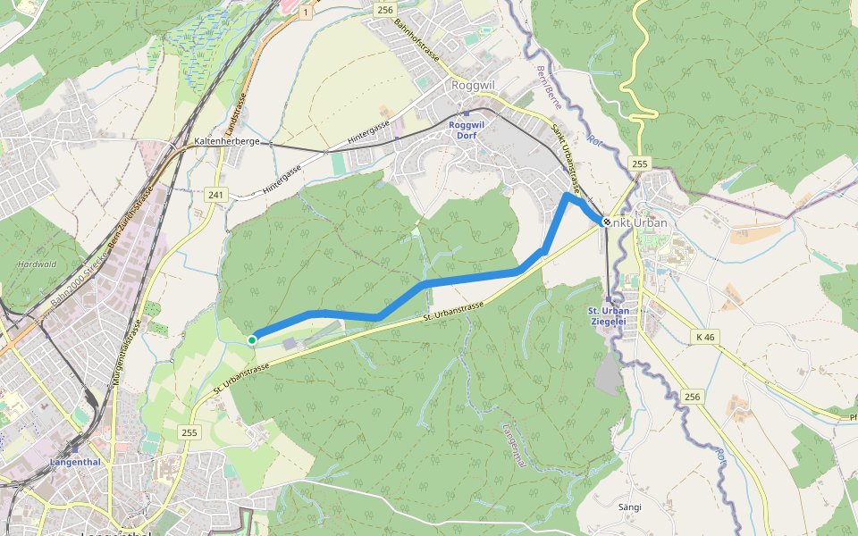 Im Weier - St.Urban walking route map in Langenthal