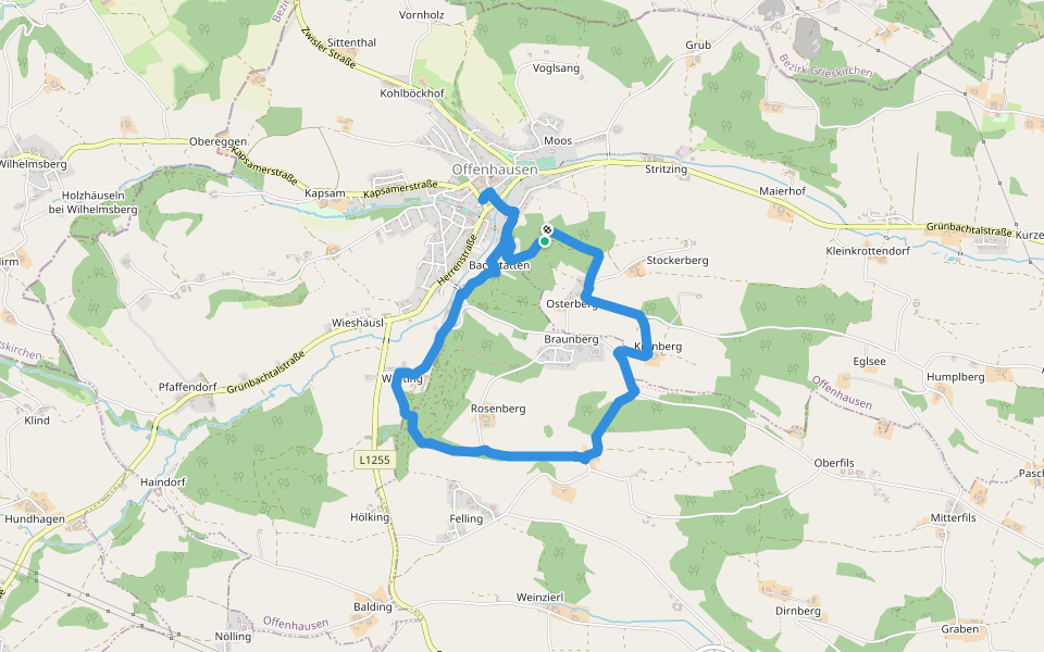 Offenhausener Panorama Weg walking route map in Offenhausen