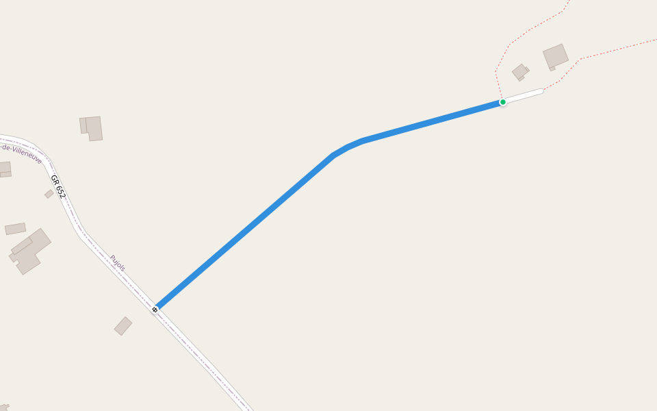 Randonnée sainte colombe de villeneuve walking route map in Pujols