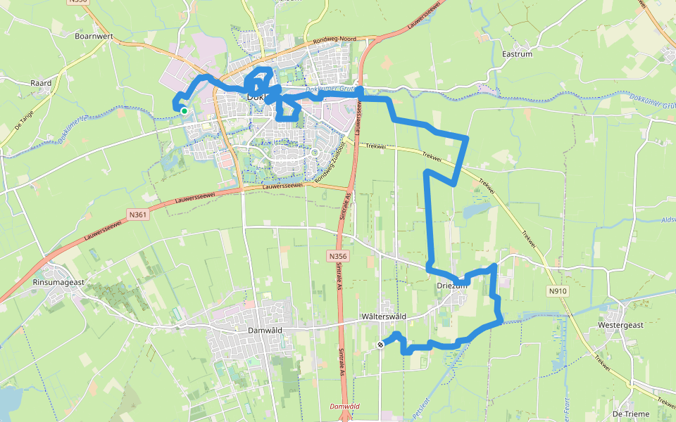 Elfstedenpad - 13 - Dokkum, Jaachpaad-Wouterswoude walking route map in Dokkum