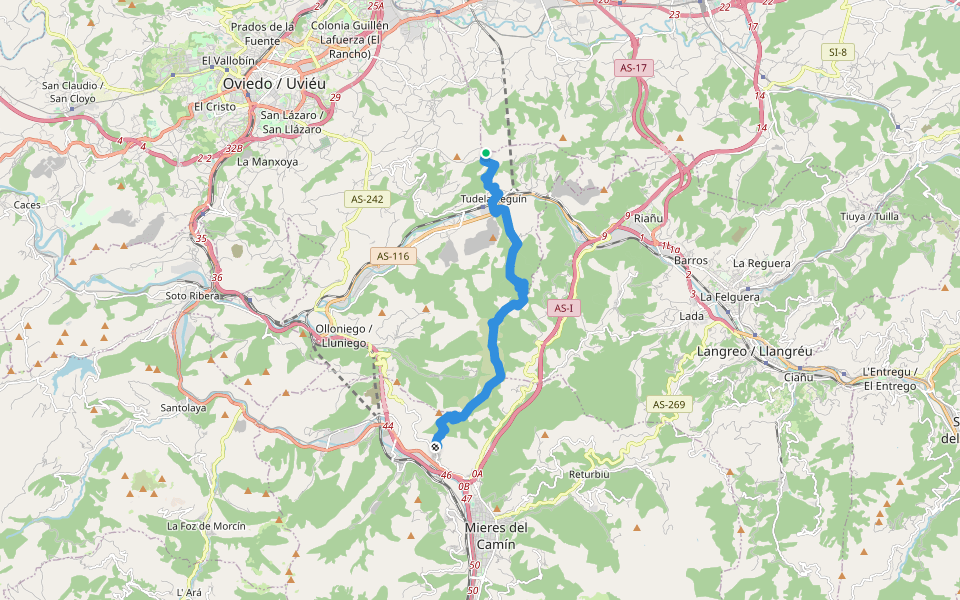 GR 105.1 Pilgrimage Route. Mieres branch in Asturias | Walking Map
