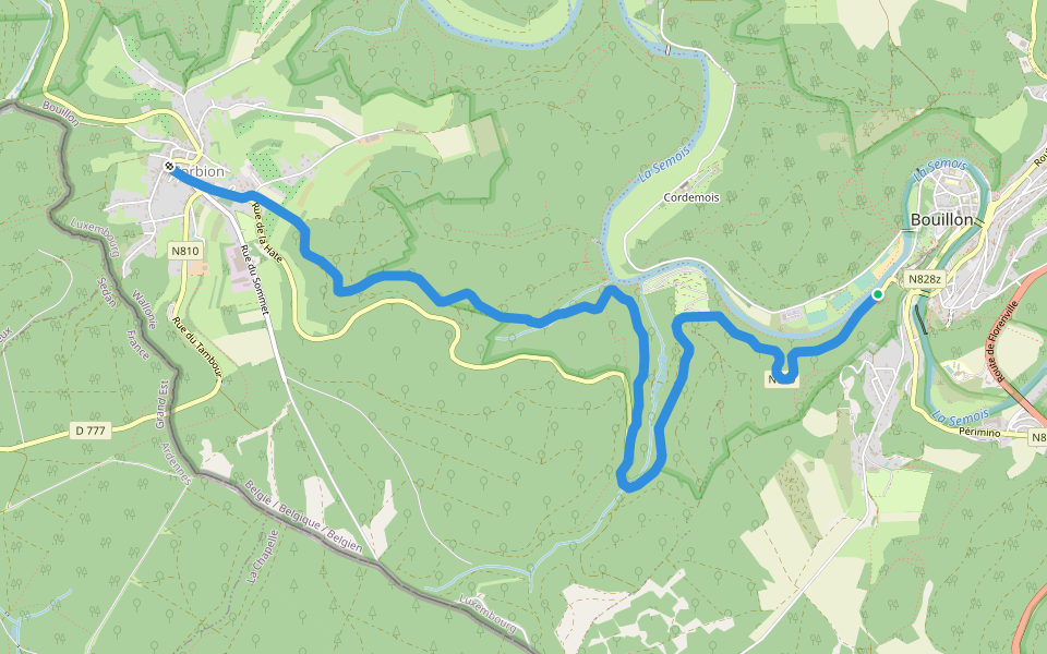 GR 14 - Variante de crue de la Semois - Ed 3 - July 2018 walking route map in Bouillon