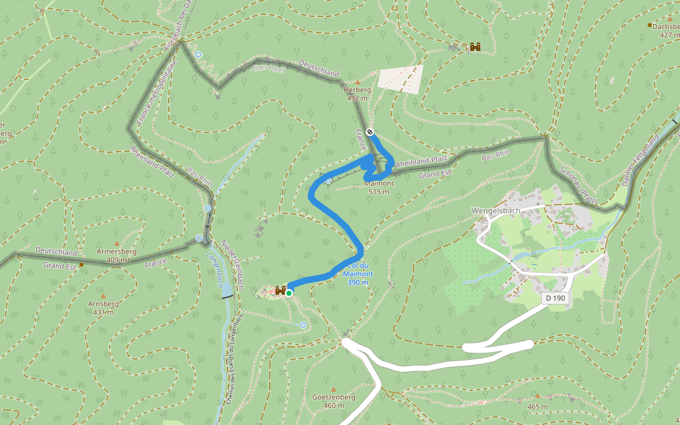Rectangle rouge barré de blanc walking route map in Niedersteinbach