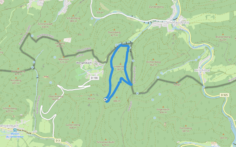 Anneau bleu walking route map in Niedersteinbach