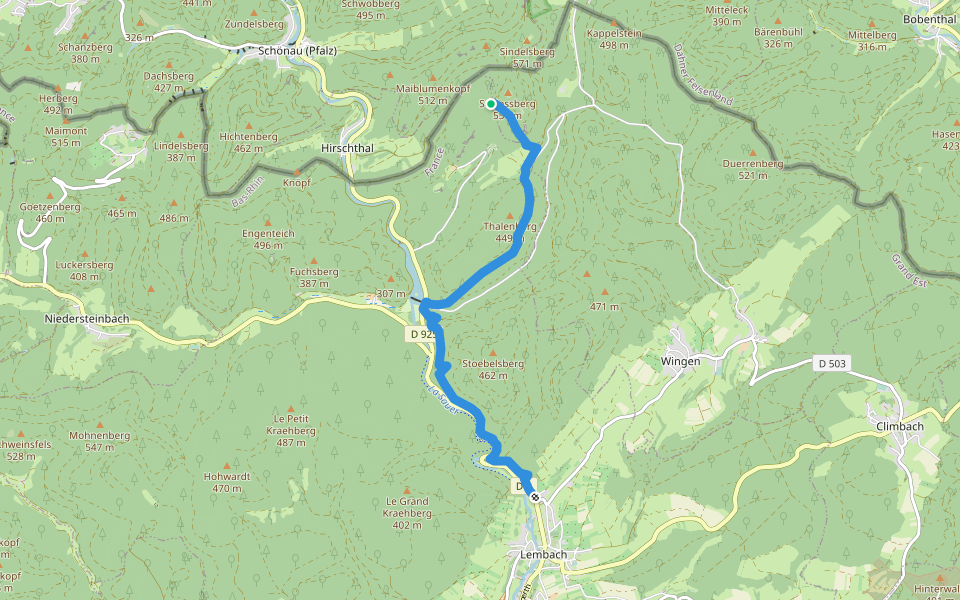 Disque rouge walking route map in Lembach