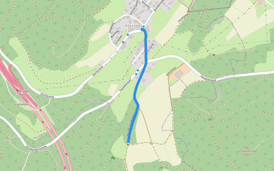Hersberg - Forenacher walking route map in Hersberg