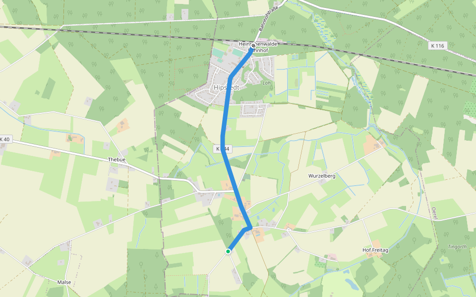 Zuweg Hipstedt - Nordpfad Hölzerbruch-Malse walking route map in Hipstedt