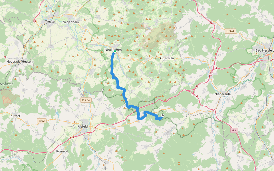 Bonifatiuspfad Abschnitt 8, Neukirchen - Burg Herzberg walking route map in Neukirchen